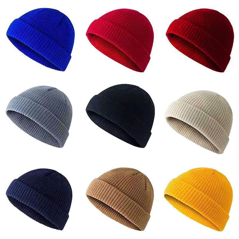Beanie Cuffed Knit - Зимние теплые шерстяные шапки унисекс, рыбацкая