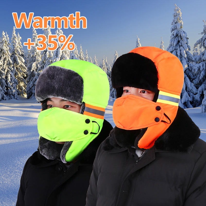 Winter Trapper Hat - Зимняя шапка-траппер с ушками, оранжевая и