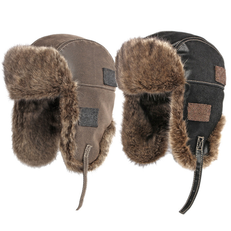 Winter Trapper Hat - HT4098 Русская шапка, толстая теплая кожаная
